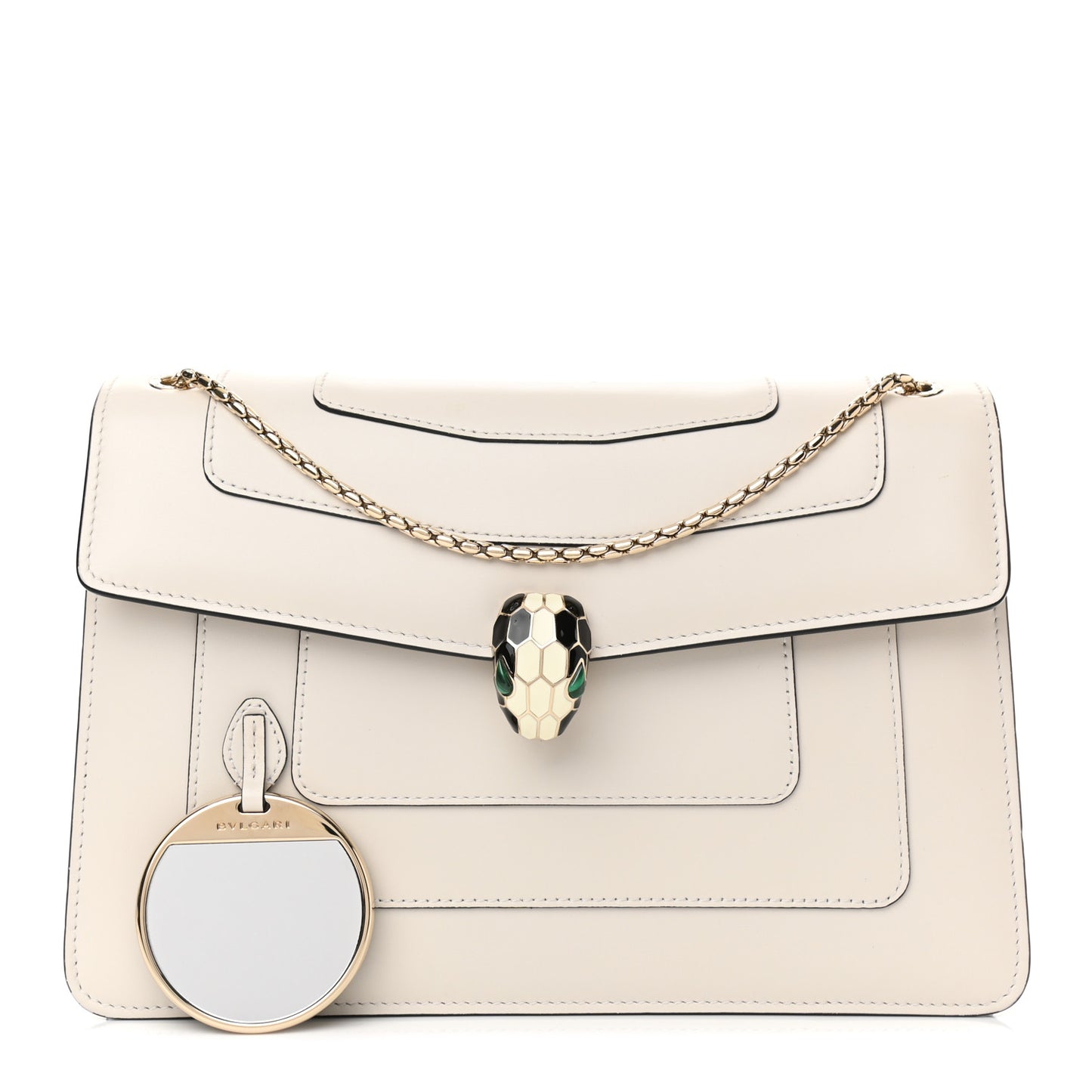 Calfskin Serpenti Forever Shoulder Bag White