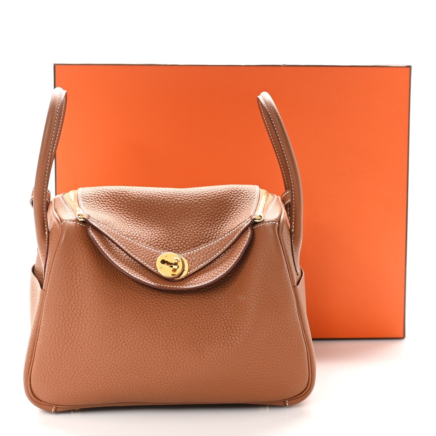 Hermes Taurillon Clemence Lindy 26 Gold 12 of 12