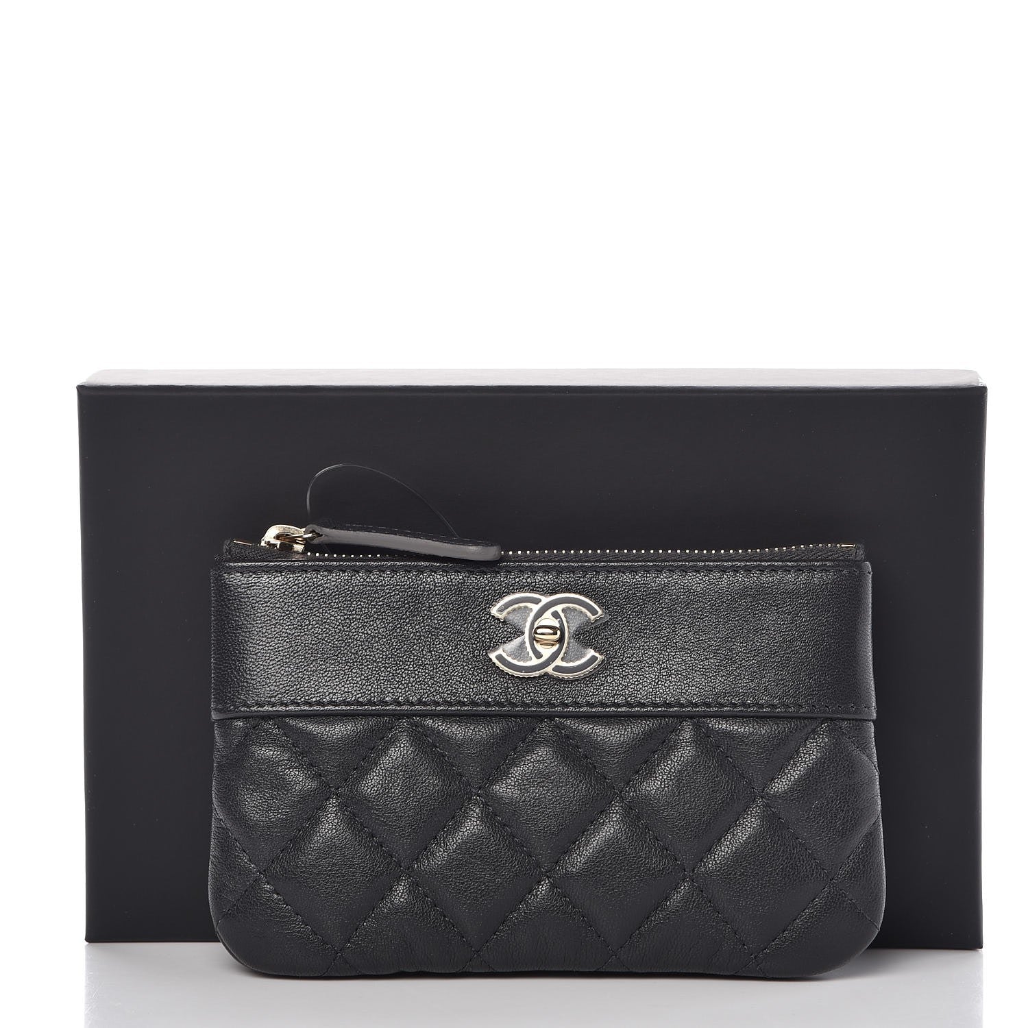 Chanel Sheepskin Quilted Small Vintage Mademoiselle Cosmetic Case Charcoal 8 of 8