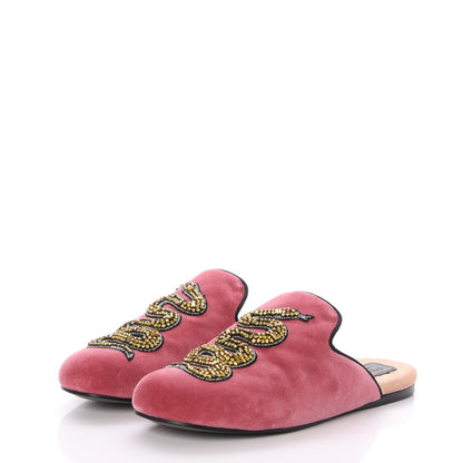 Gucci Velvet Embellished Evening Slippers 38 Pink 3 of 8