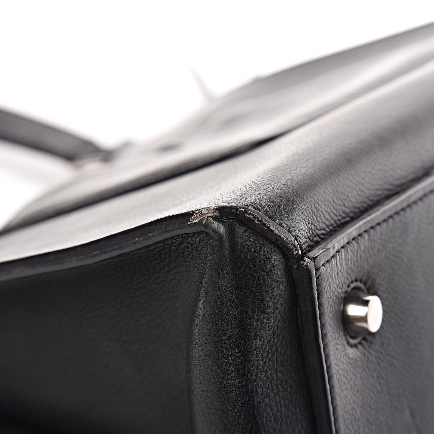 Grained Calfskin Medium Edge Shoulder Bag Black