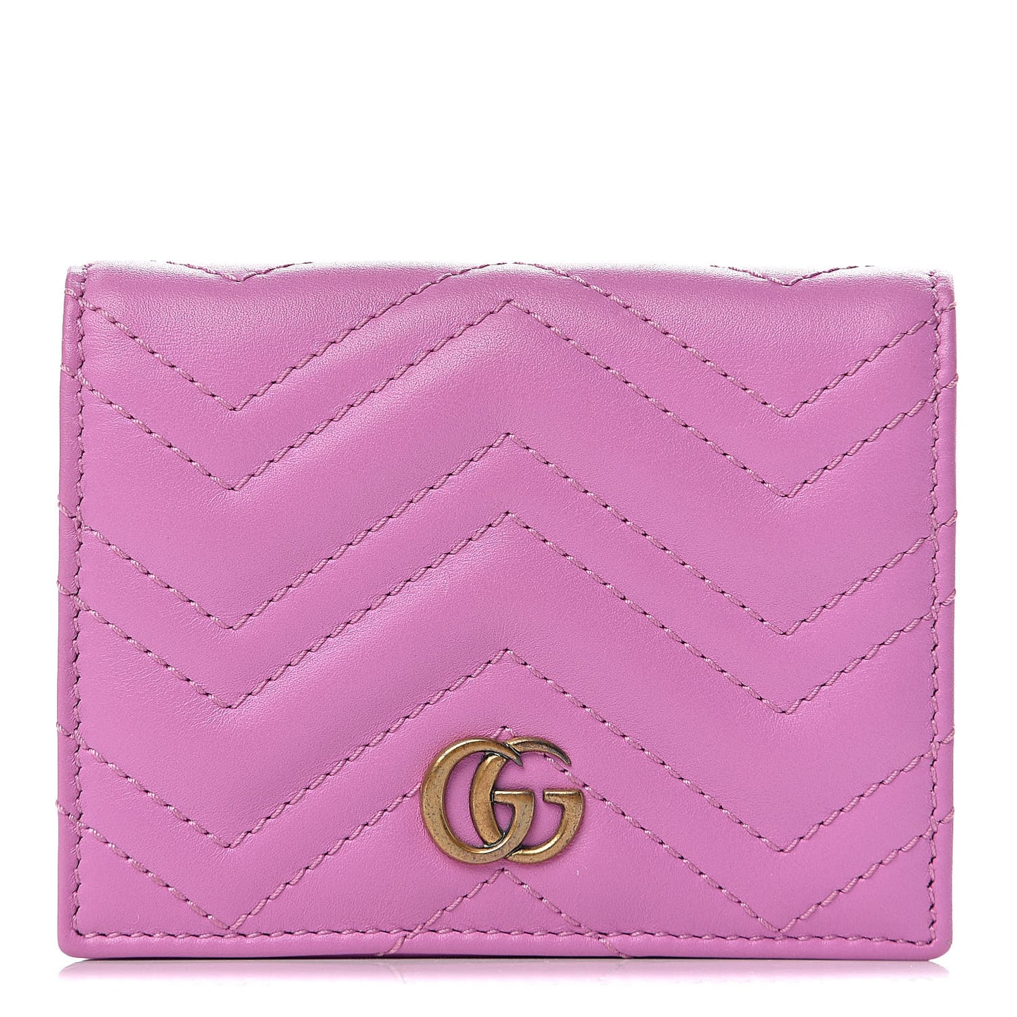 Calfskin Matelasse GG Marmont Card Case Candy Mousse