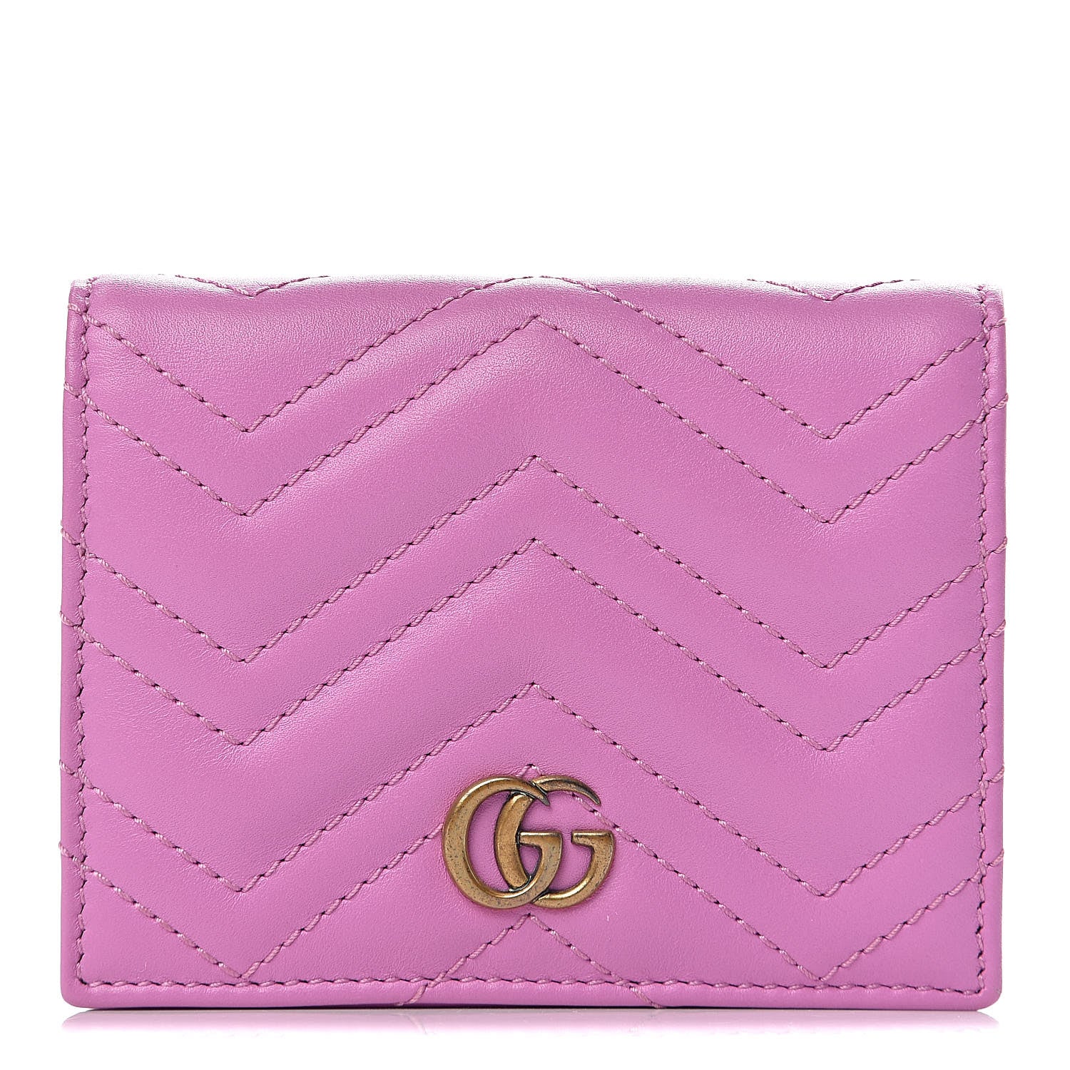 Gucci Calfskin Matelasse GG Marmont Card Case Candy Mousse 1 of 8