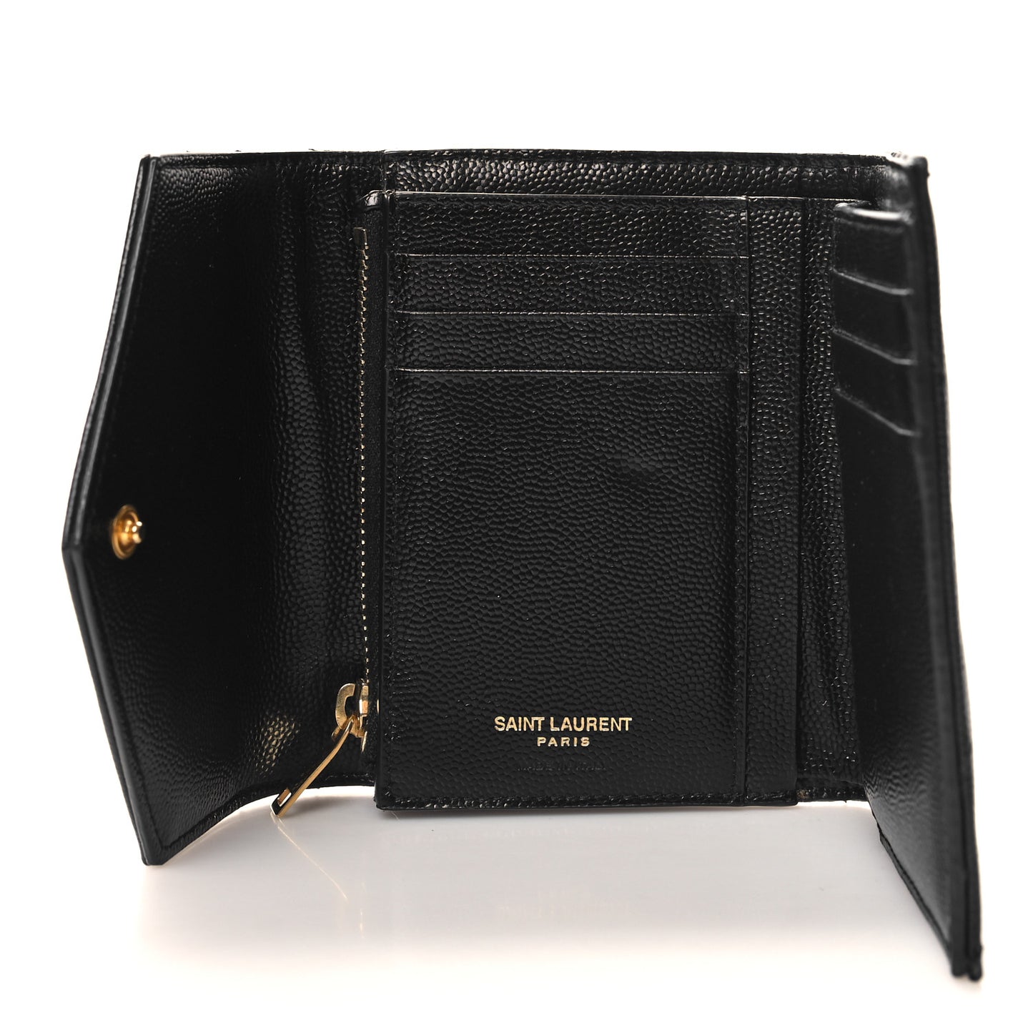 Grain De Poudre Matelasse Chevron Monogram Compact Tri Fold Wallet Black