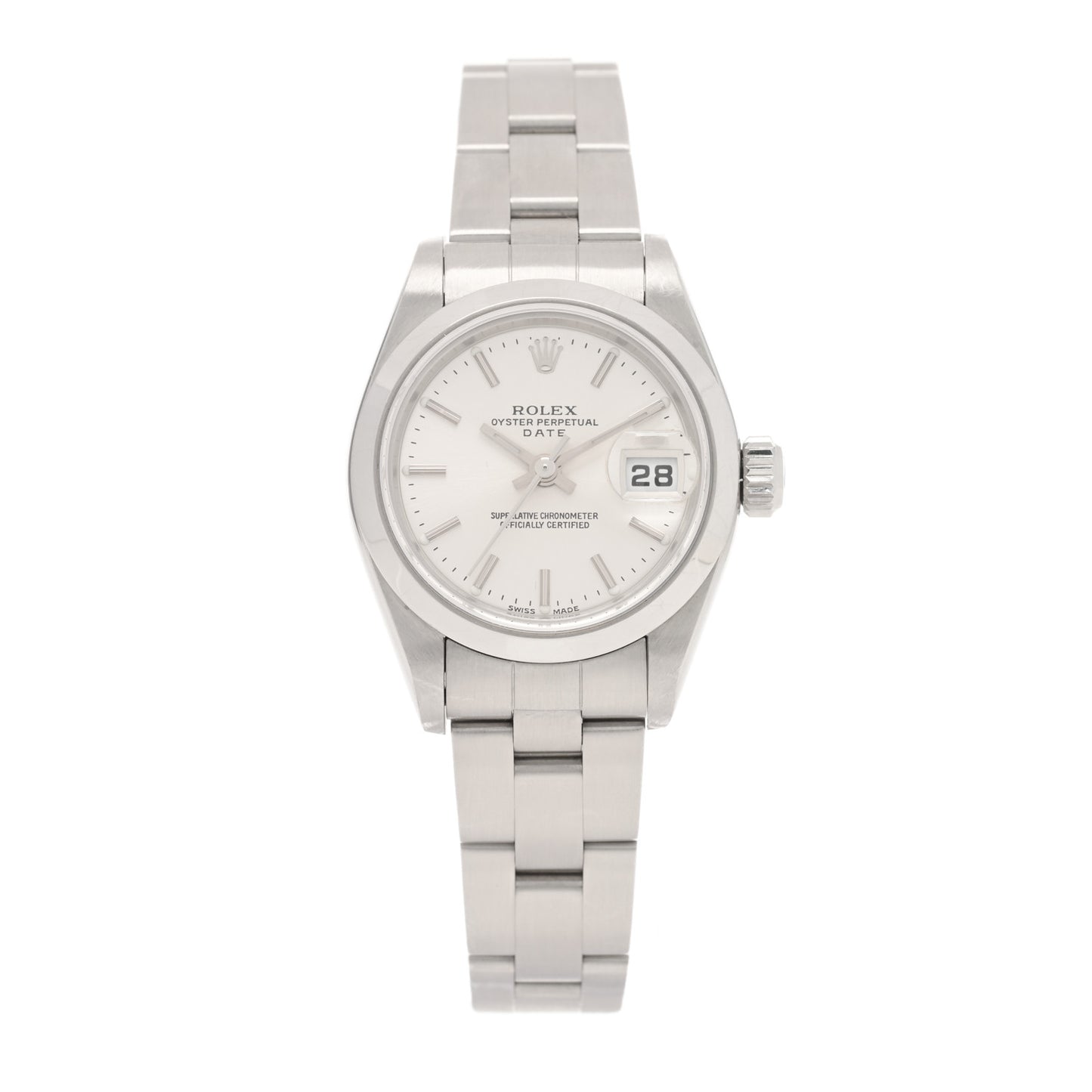 Stainless Steel 26mm Oyster Perpetual Date Watch Silver 79160