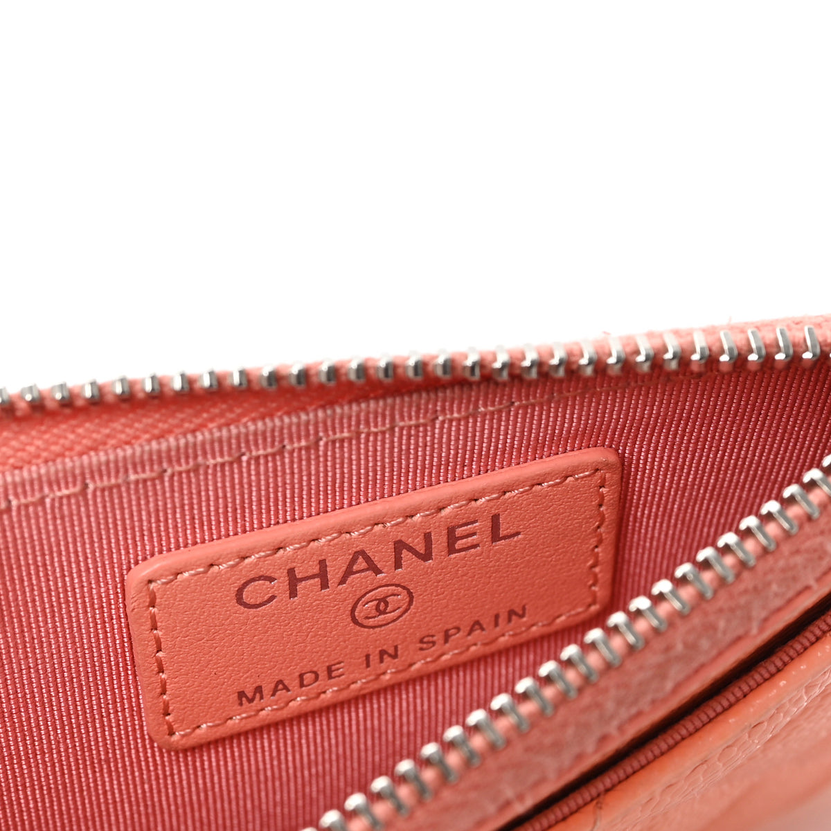 Caviar Quilted CC Zip Card Holder Orange