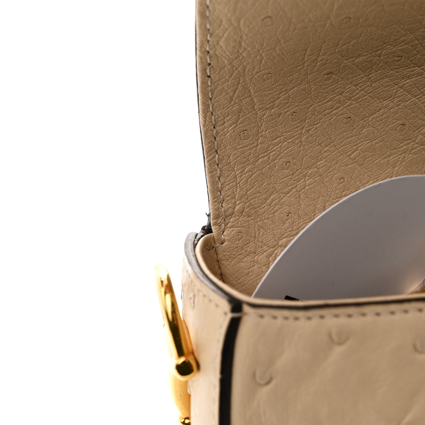 Ostrich Medium Horsebit 1955 Shoulder Bag White
