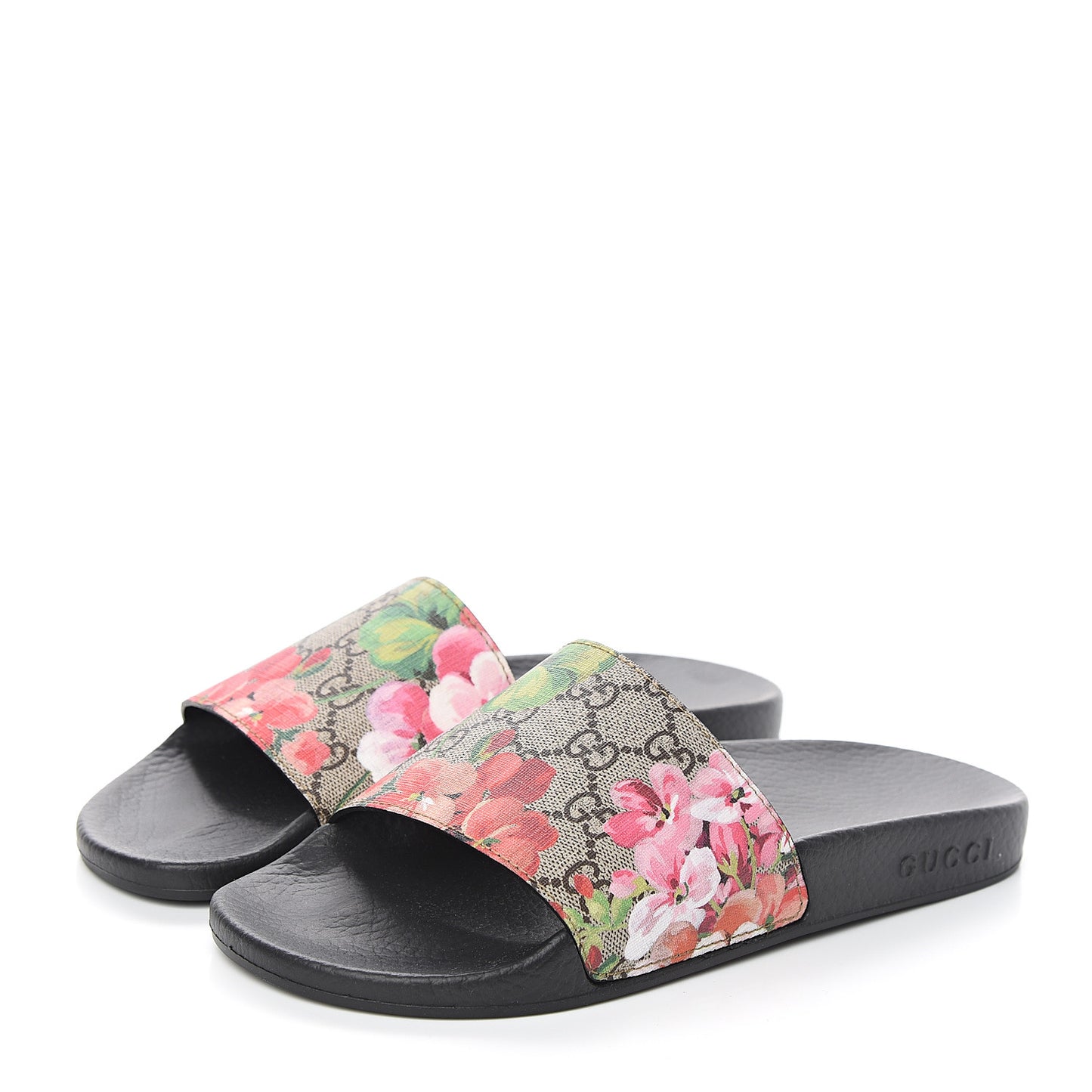 GG Supreme Monogram Blooms Slide Sandals 38 Beige Multicolor