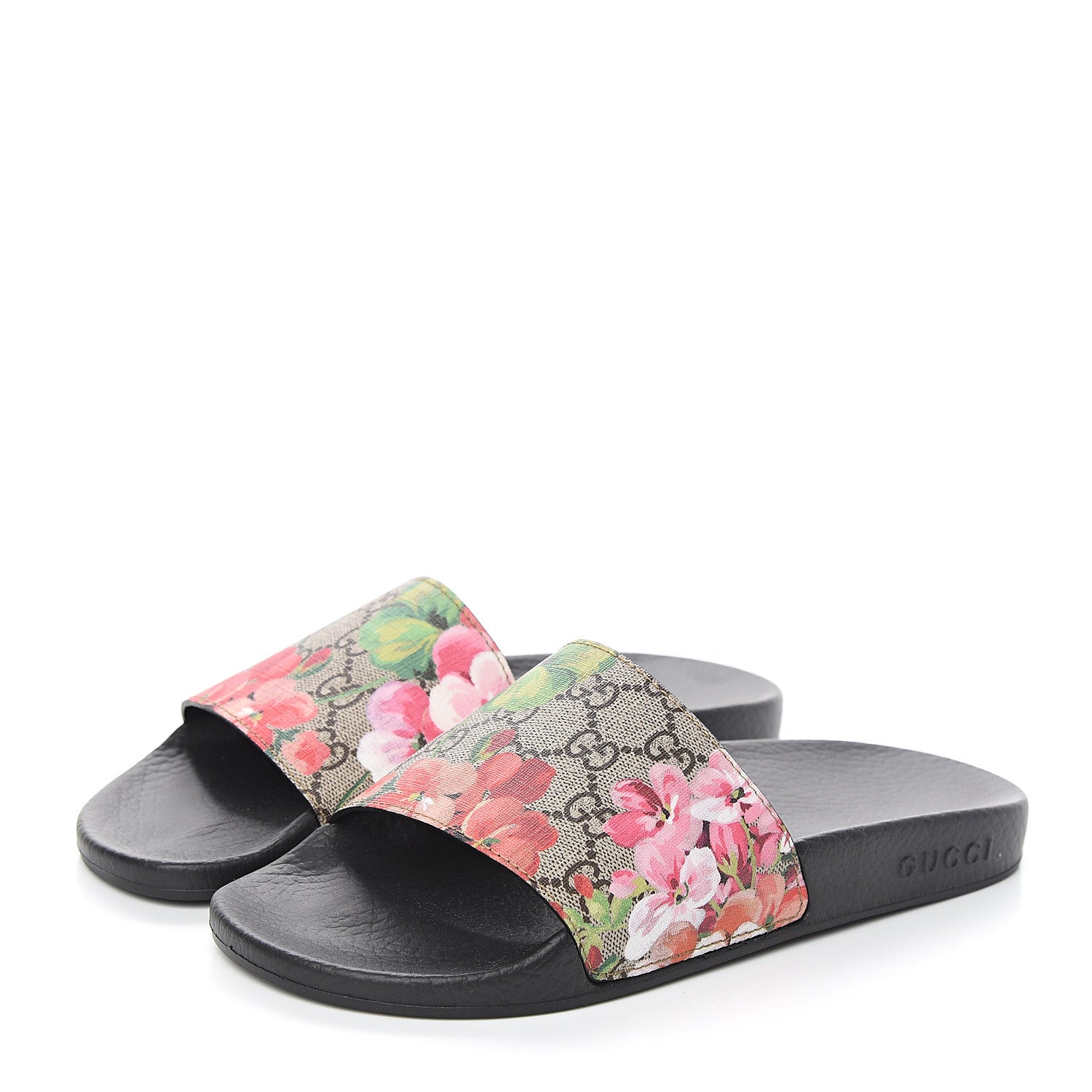 Gucci GG Supreme Monogram Blooms Slide Sandals 38 Beige Multicolor 3 of 7