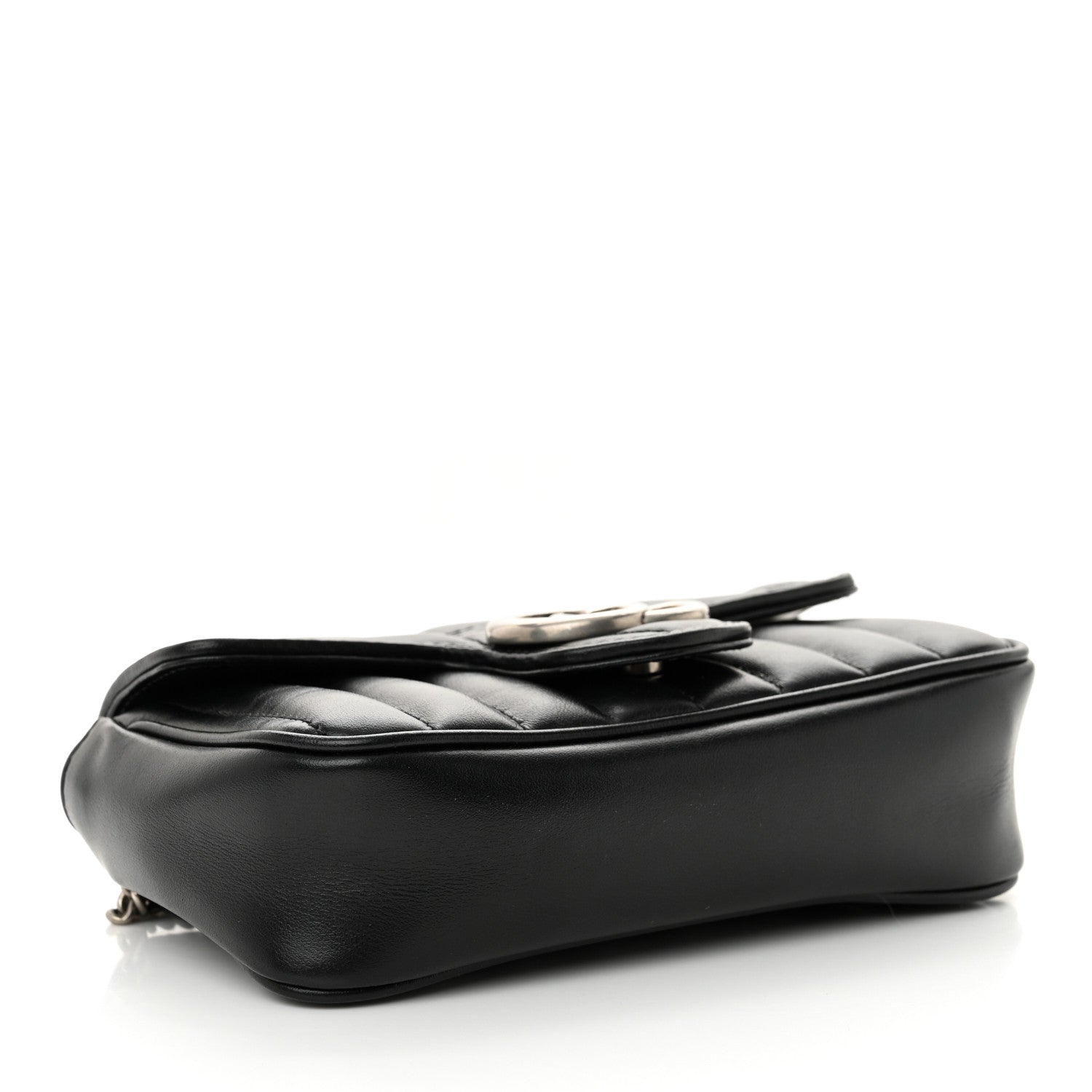 Gucci Calfskin Matelasse Aria Super Mini GG Marmont Shoulder Bag Black 4 of 13