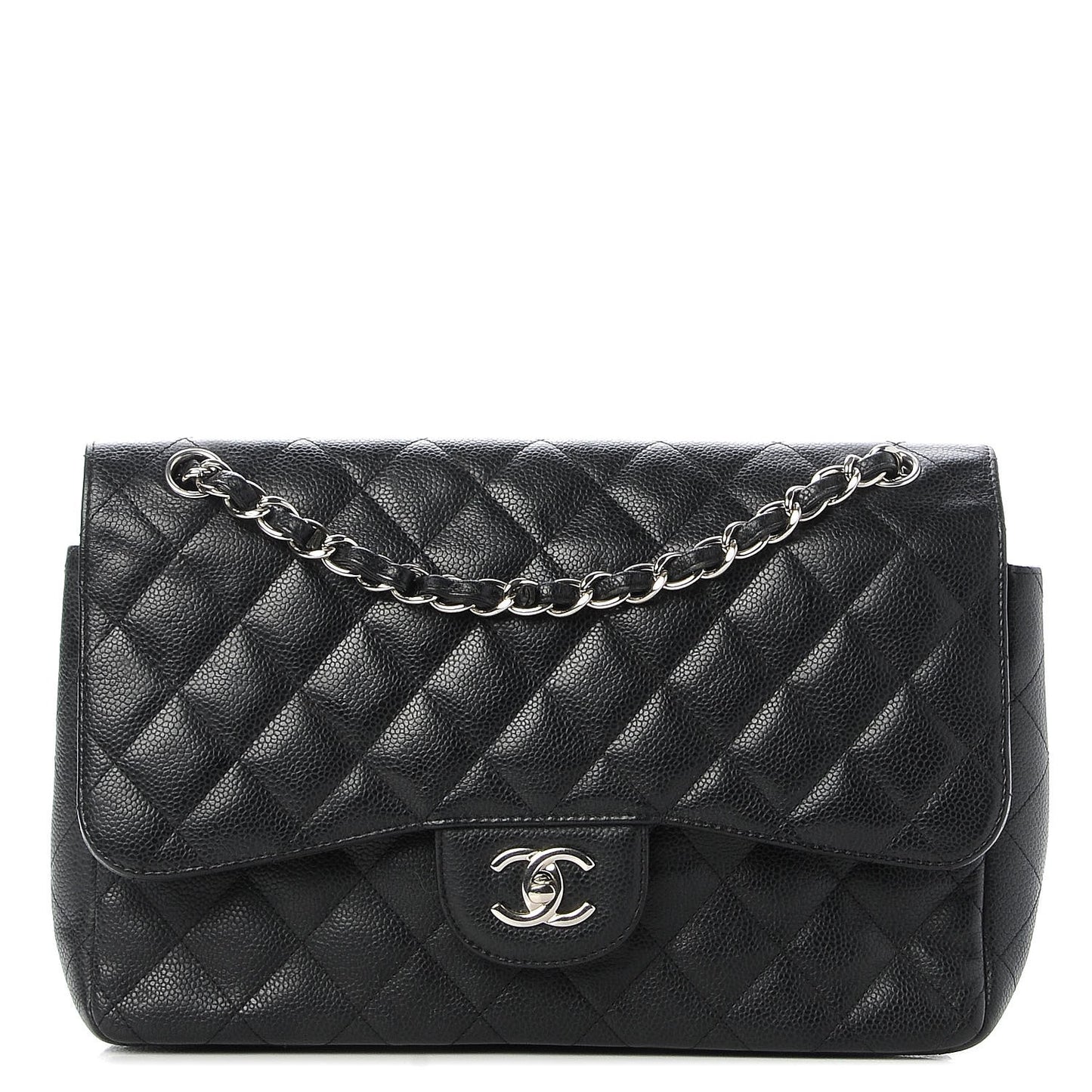 Caviar Quilted Jumbo Double Flap Black