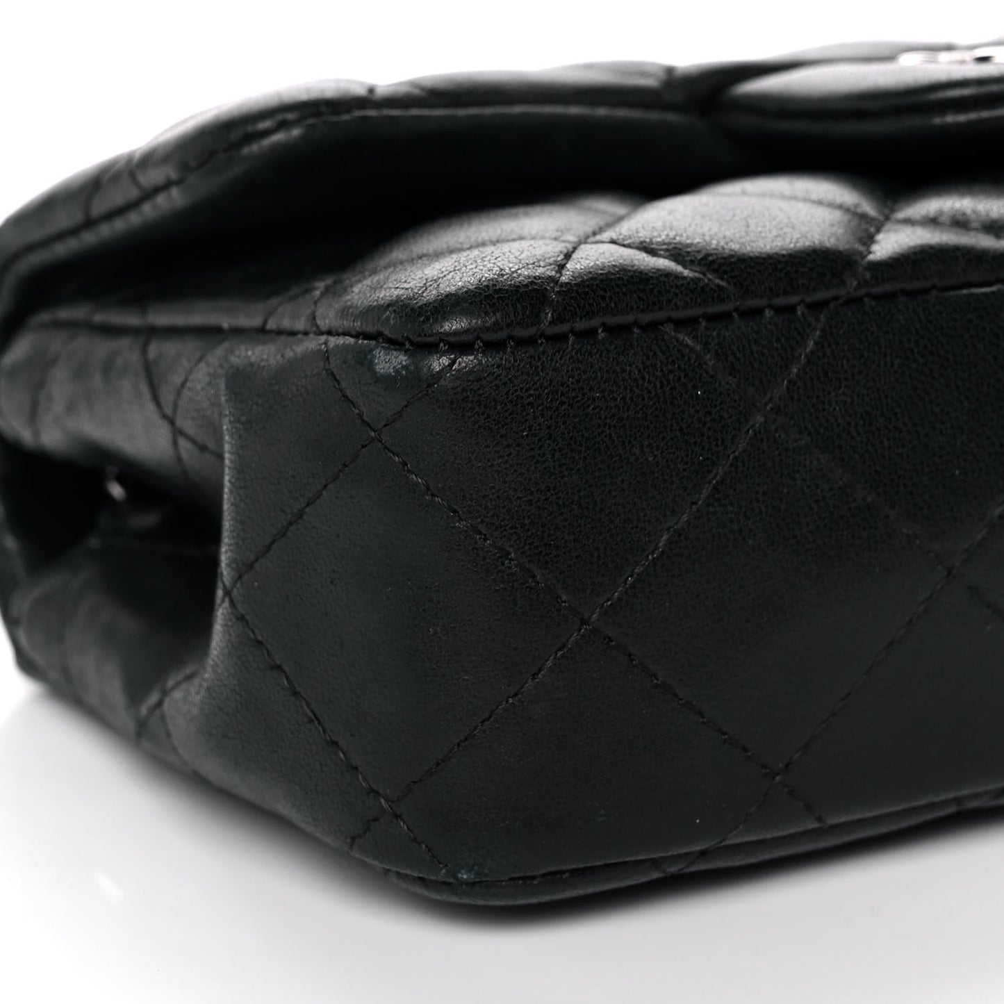 Lambskin Quilted Extra Mini Rectangular Flap Black