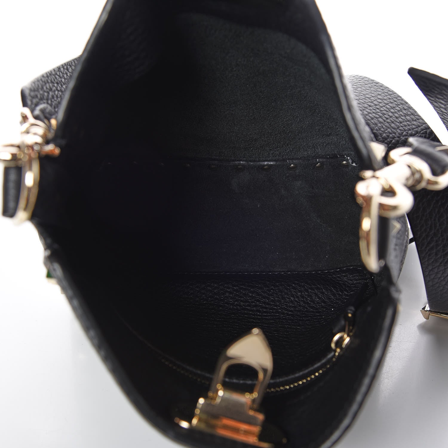 Valentino Garavani Pebbled Calfskin Mini Rockstud Flip-Lock Messenger Bag Black 7 of 8