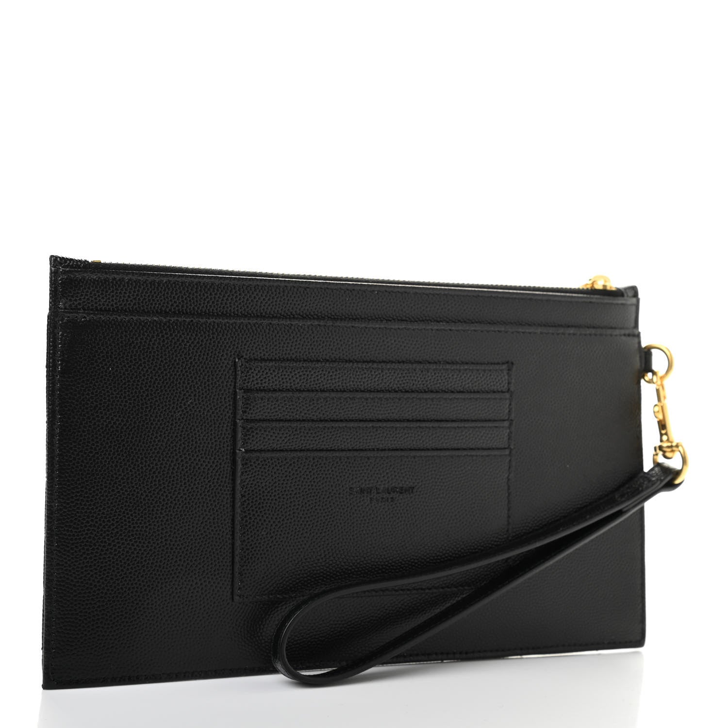 Saint Laurent Grain De Poudre Chevron Monogram Large Bill Pouch Black 3 of 7
