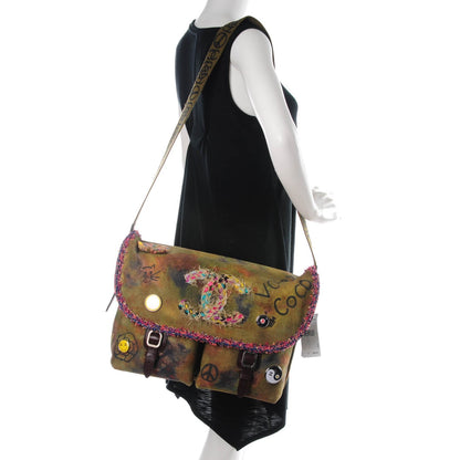 Chanel Washed Toile Large Graffiti On The Pavements Messenger Khaki Multicolor 2 of 7