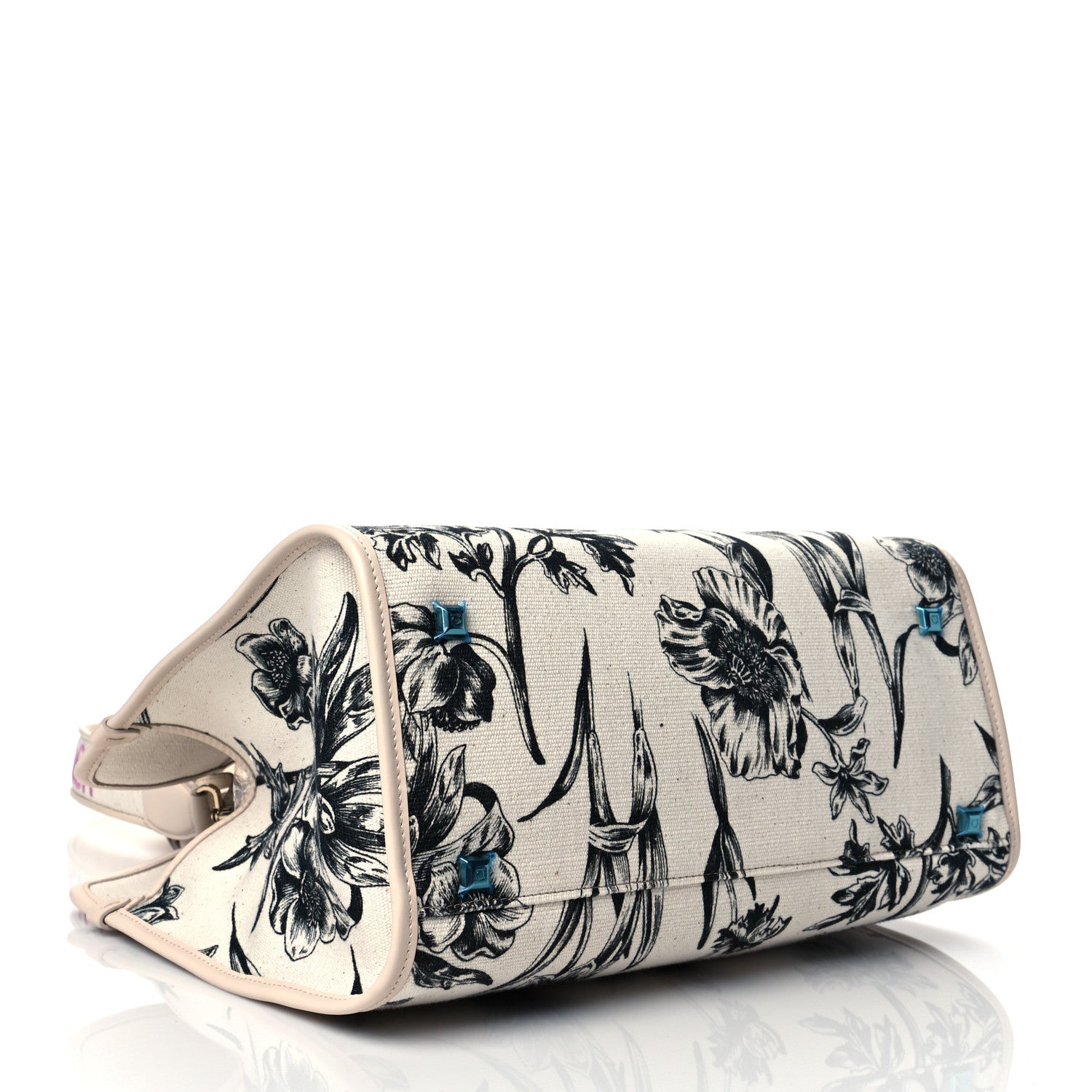 Salvatore Ferragamo Canvas Floral Palm Beach The Studio Bag White 4 of 9