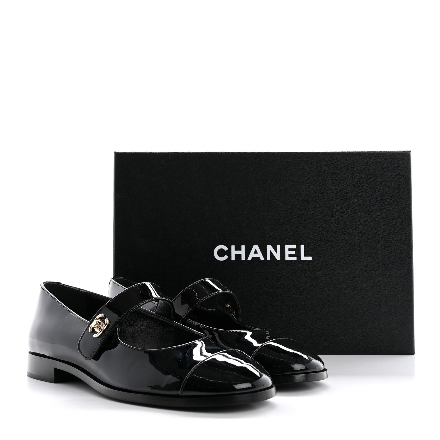 Chanel Patent Calfskin Mary Janes Flats 37 Black 10 of 10