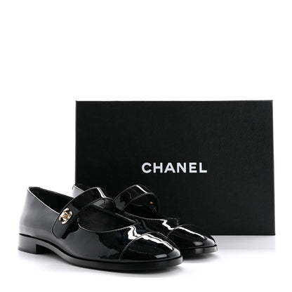 Chanel Patent Calfskin Mary Janes Flats 37 Black 10 of 10