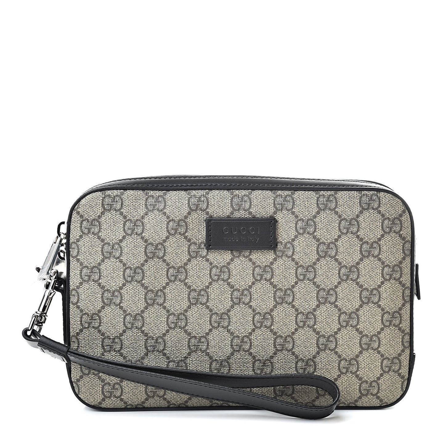 GG Supreme Monogram Eden Wrist Pouch Black