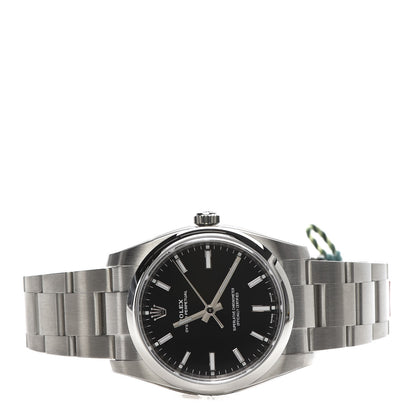 Rolex Stainless Steel 34mm Oyster Perpetual Watch Black 114200 3 of 7