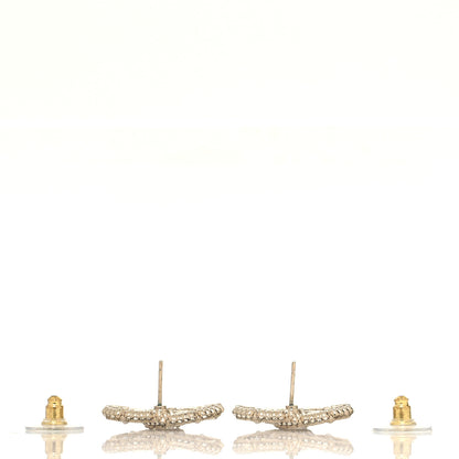 Chanel Crystal Baguette Pearl CC Earrings Gold Pearly White 3 of 4