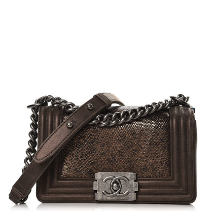 Chanel Metallic Lizard Iridescent Calfskin Small Boy Flap Bronze 1 of 10