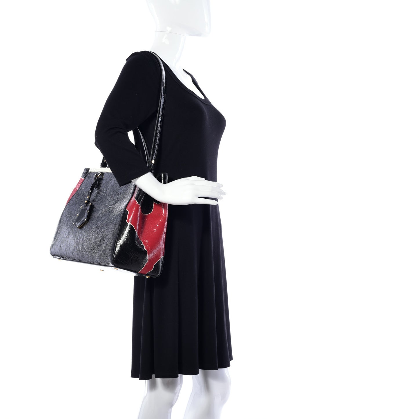 Patent Regular 2Jours Tote Black Red Milk