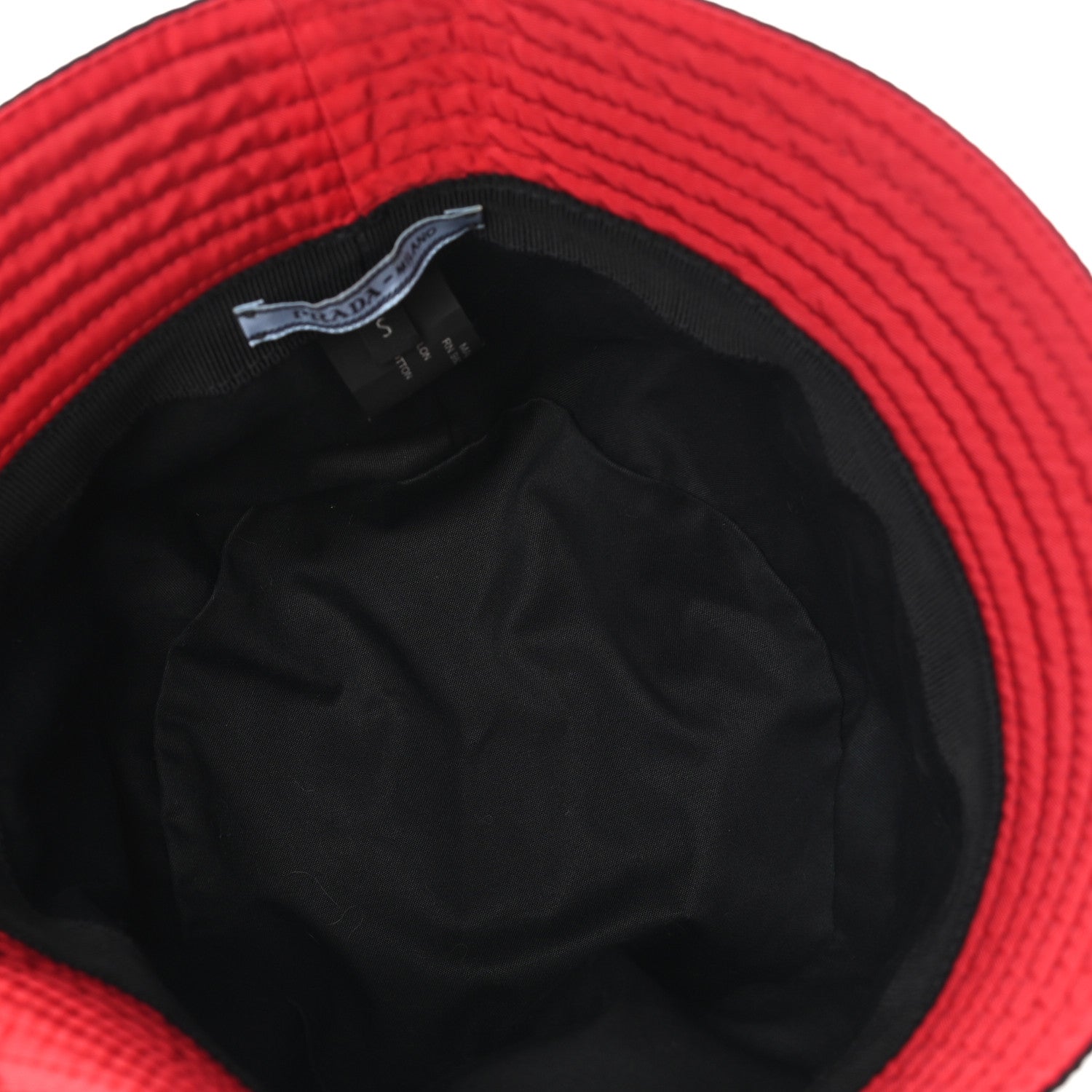 Prada Nylon Bucket Hat S Black Rosso 7 of 10