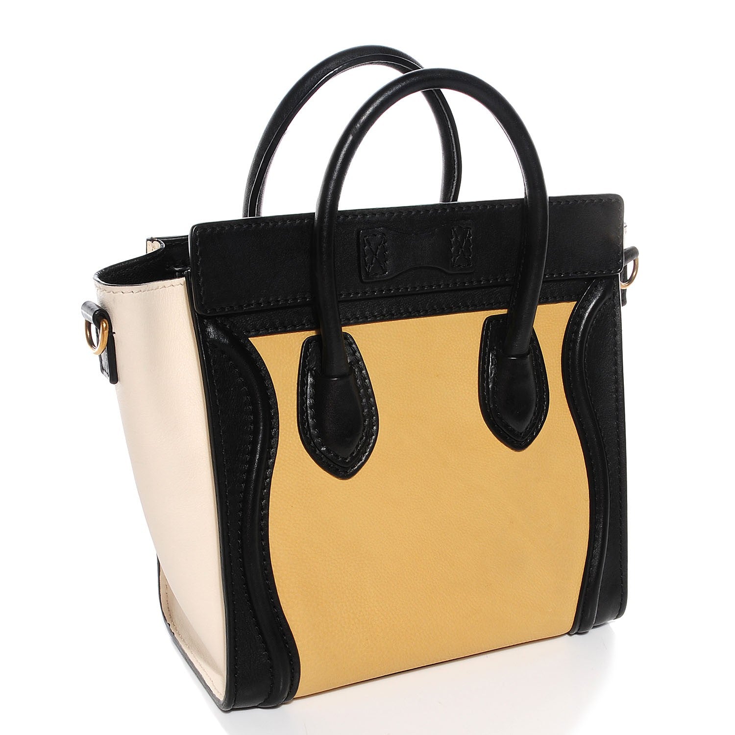 Celine Smooth and Velluto Calfskin Nano Tri-Color Luggage Vanilla 3 of 8