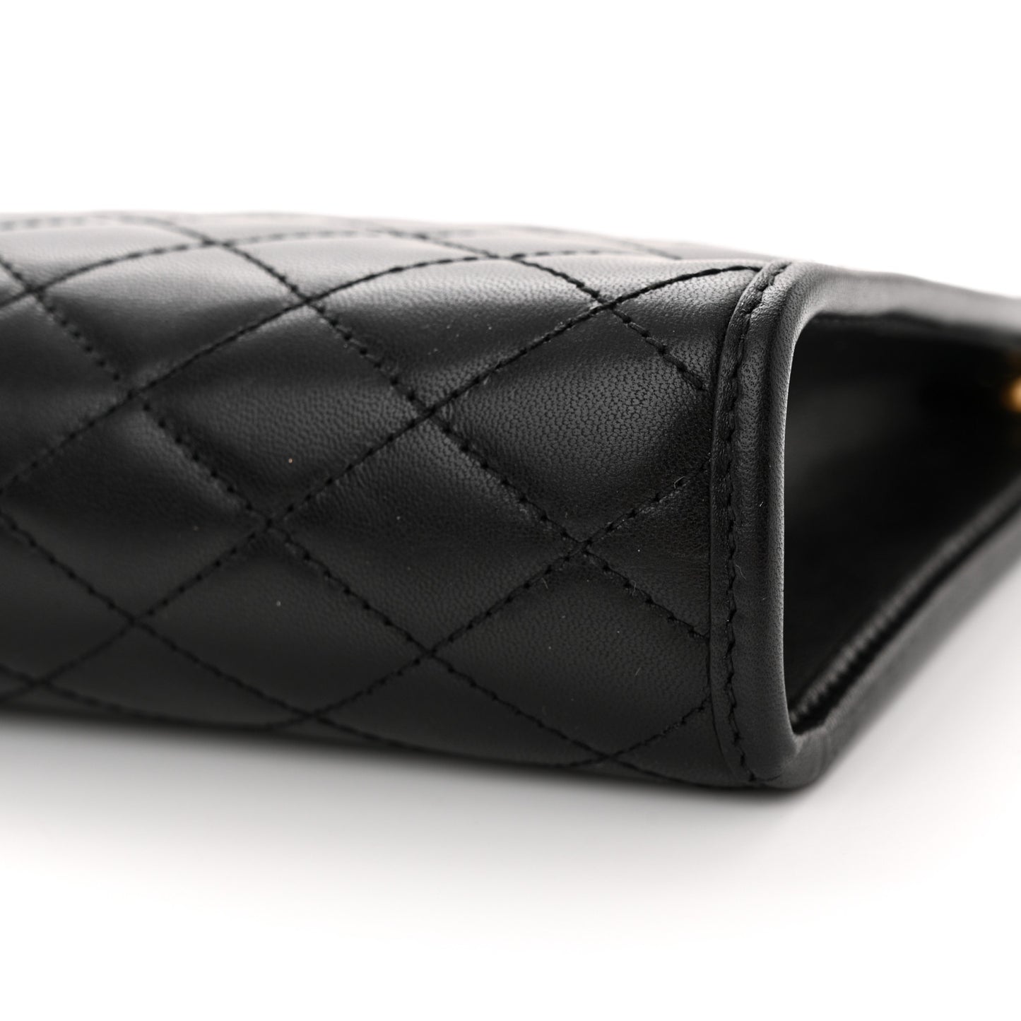 Lambskin Quilted Monogram Baby Victoire Chain Clutch Bag Black