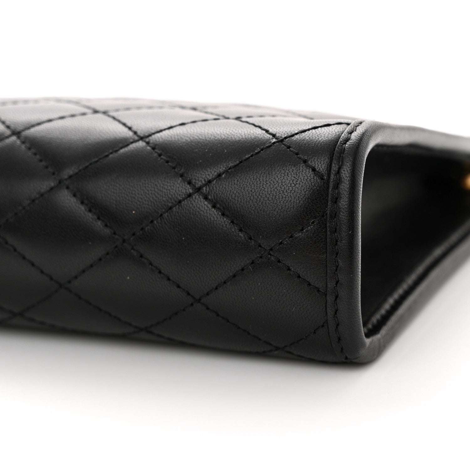 Saint Laurent Lambskin Quilted Monogram Baby Victoire Chain Clutch Bag Black 10 of 11
