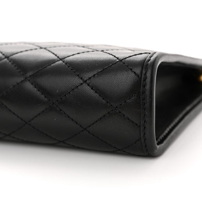 Saint Laurent Lambskin Quilted Monogram Baby Victoire Chain Clutch Bag Black 10 of 11