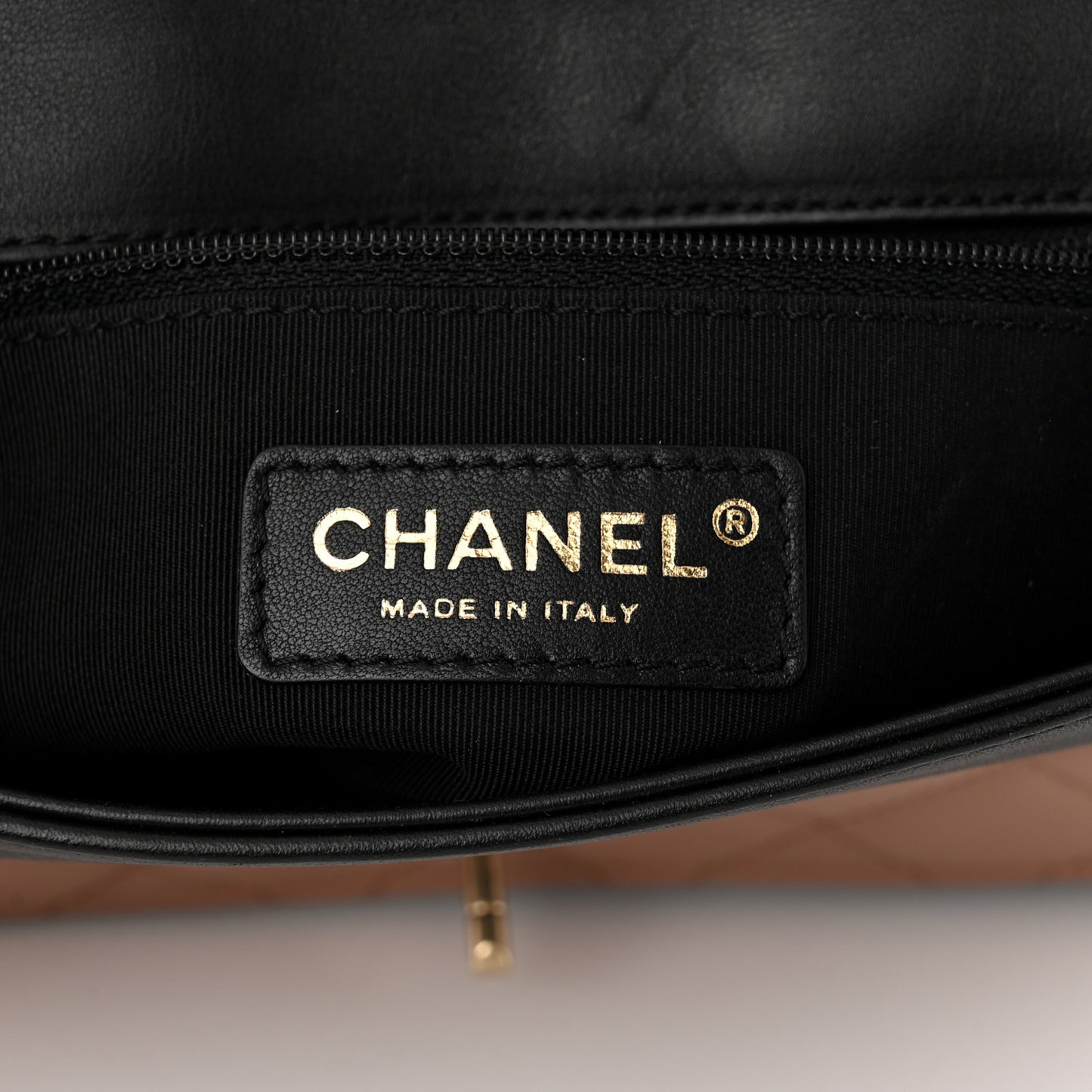 Lambskin Quilted Small Graphic Flap Beige Black