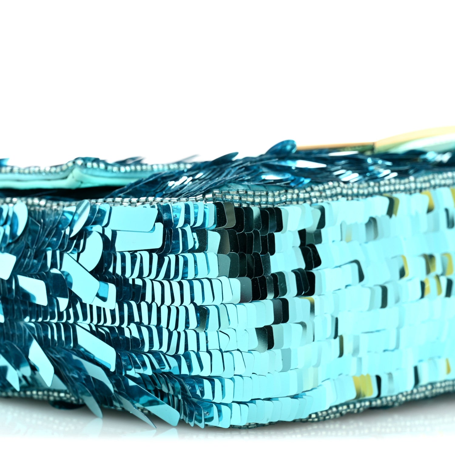Fendi Sequin Paillettes Vitello Grace Sex and the City Baguette Spring Turquoise 10 of 11