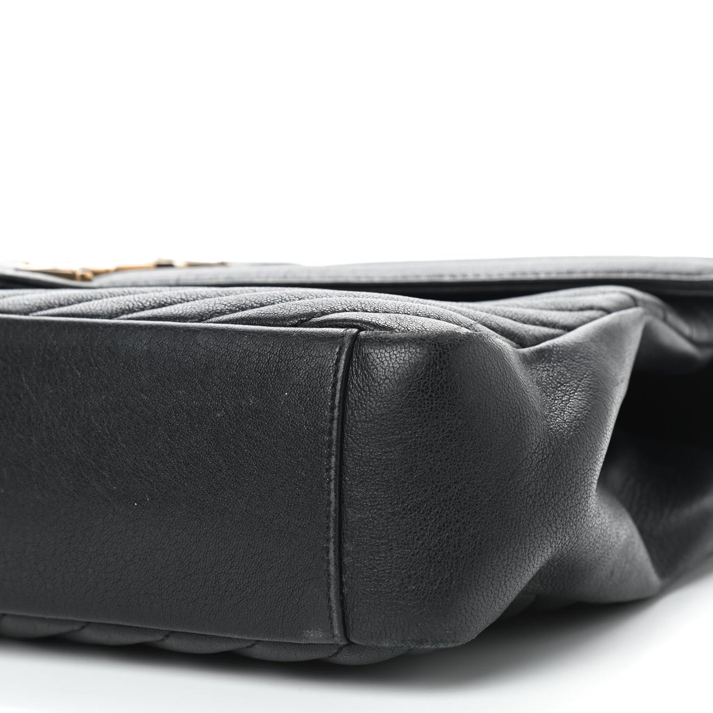 Sheepskin Matelasse Chevron Monogram Large College Satchel Black