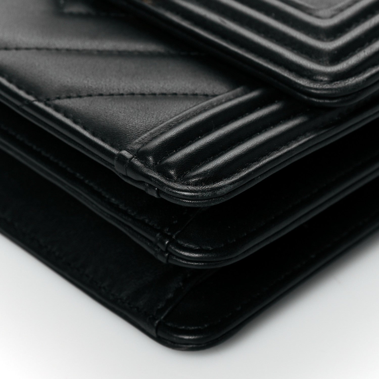 Chanel Calfskin Chrevron Quilted North South Boy Flap Black 10 of 10