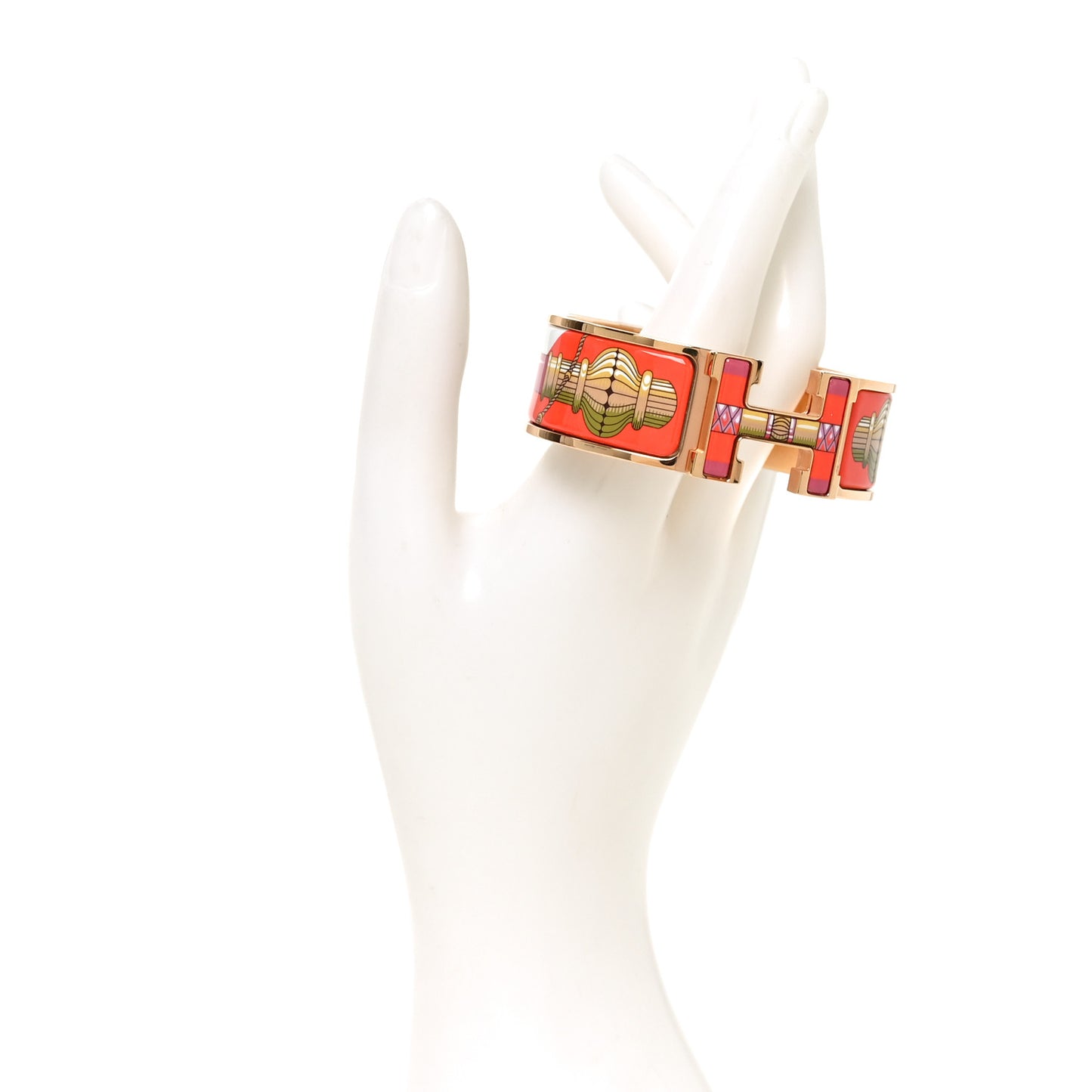 Enamel Printed Wide Cliquetis Click Clac H Bracelet PM Ultra Pink