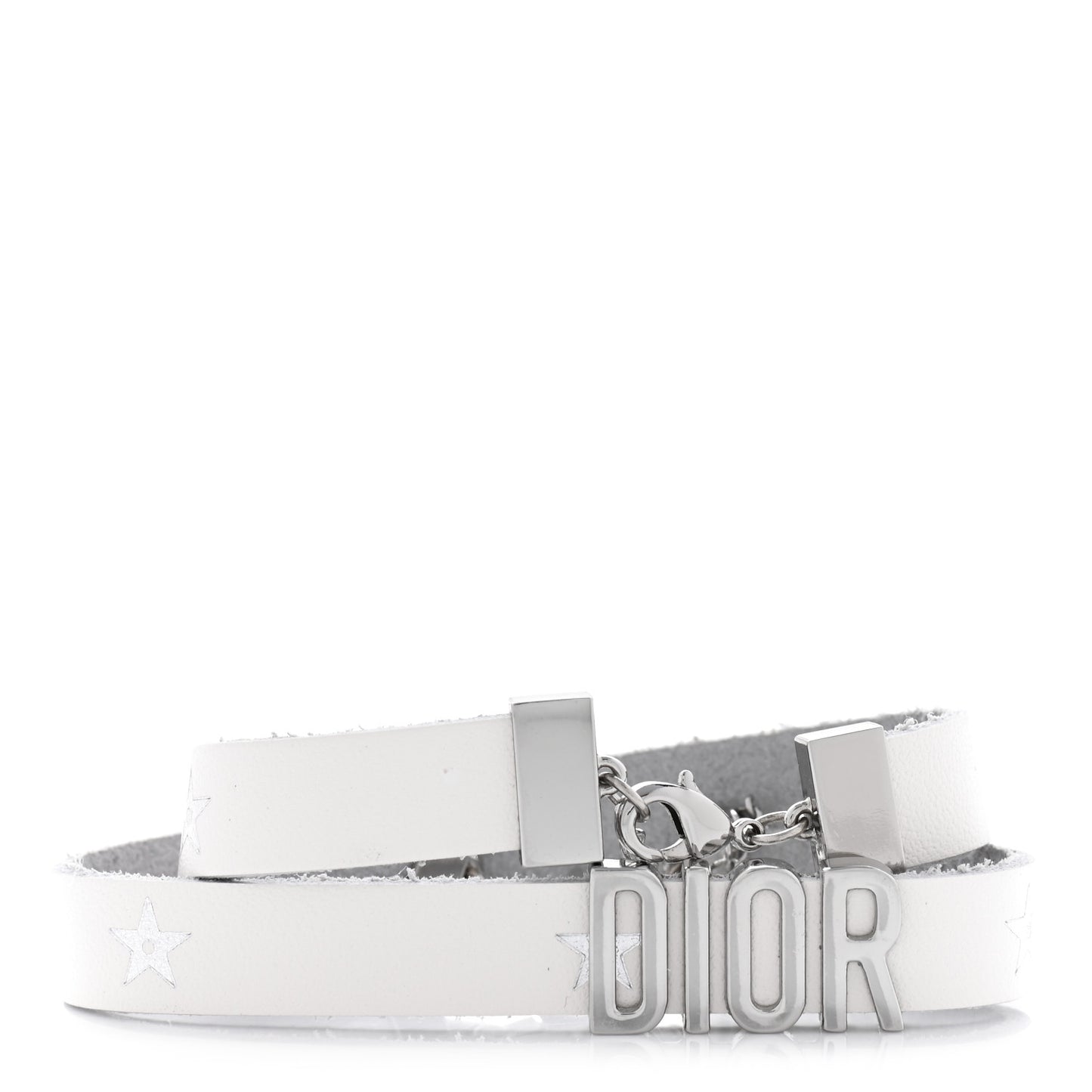 Calfskin Star Dior Double Bracelet White