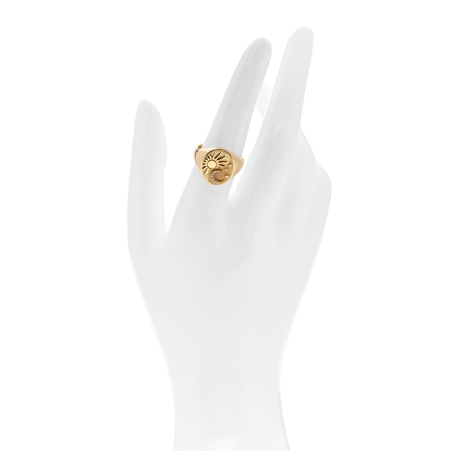 18K Yellow Gold Diamond Balance Classic Signet Ring 55 7.25