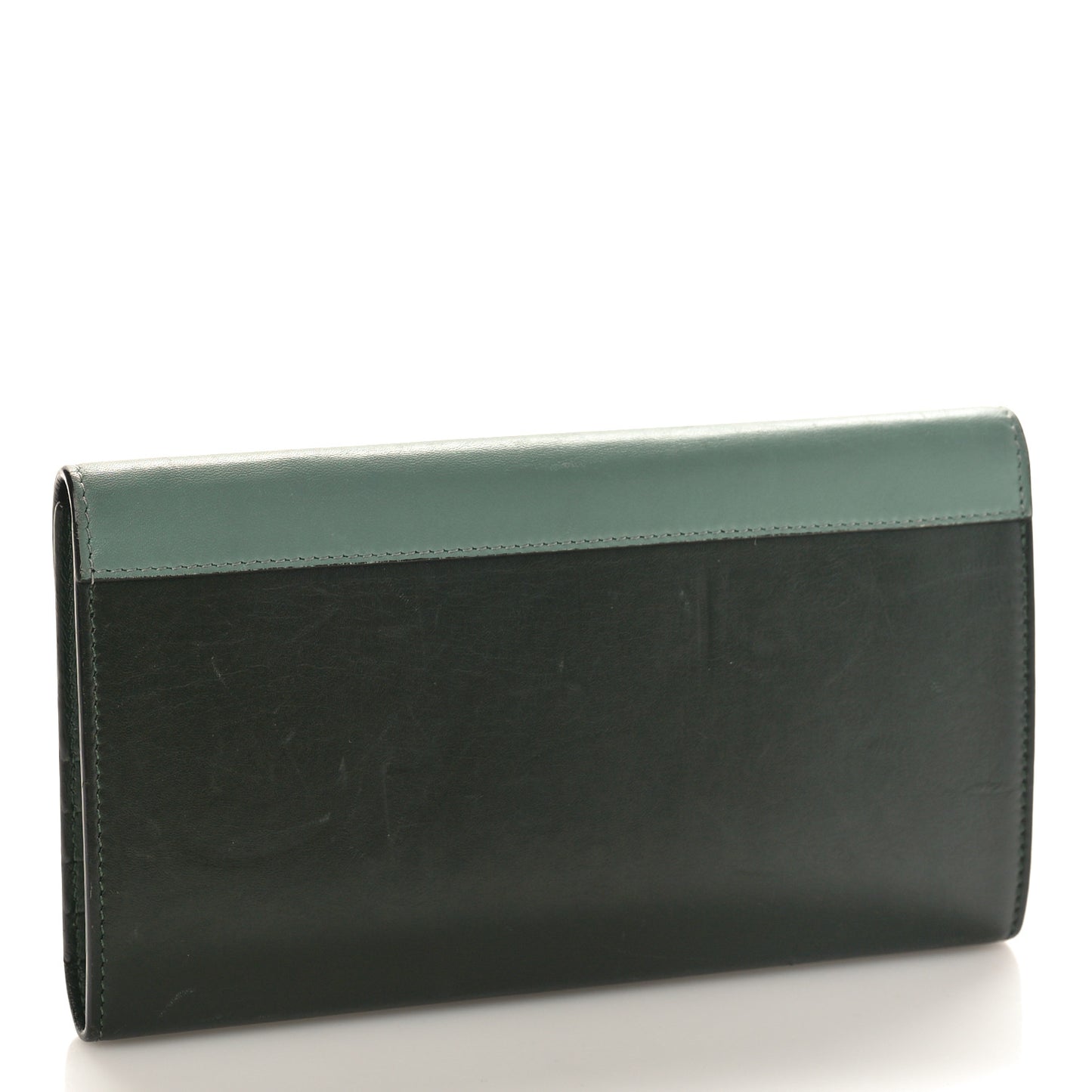 Smooth Calfskin Pocket Tri-Fold Multifunction Envelope Flap Wallet Jade