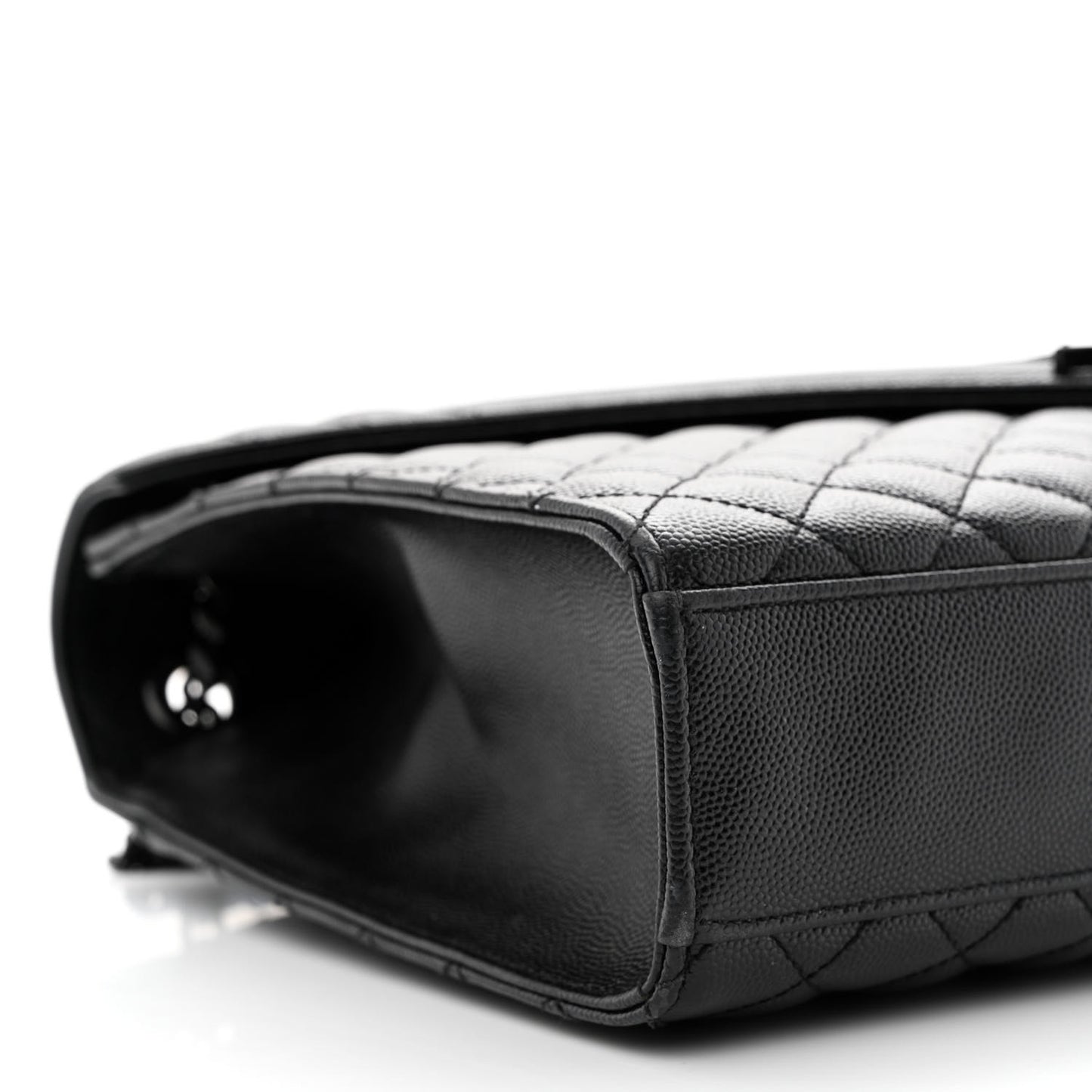 Grain De Poudre Textured Mixed Matelasse Large Triquilt Monogram Monochrome Satchel Black