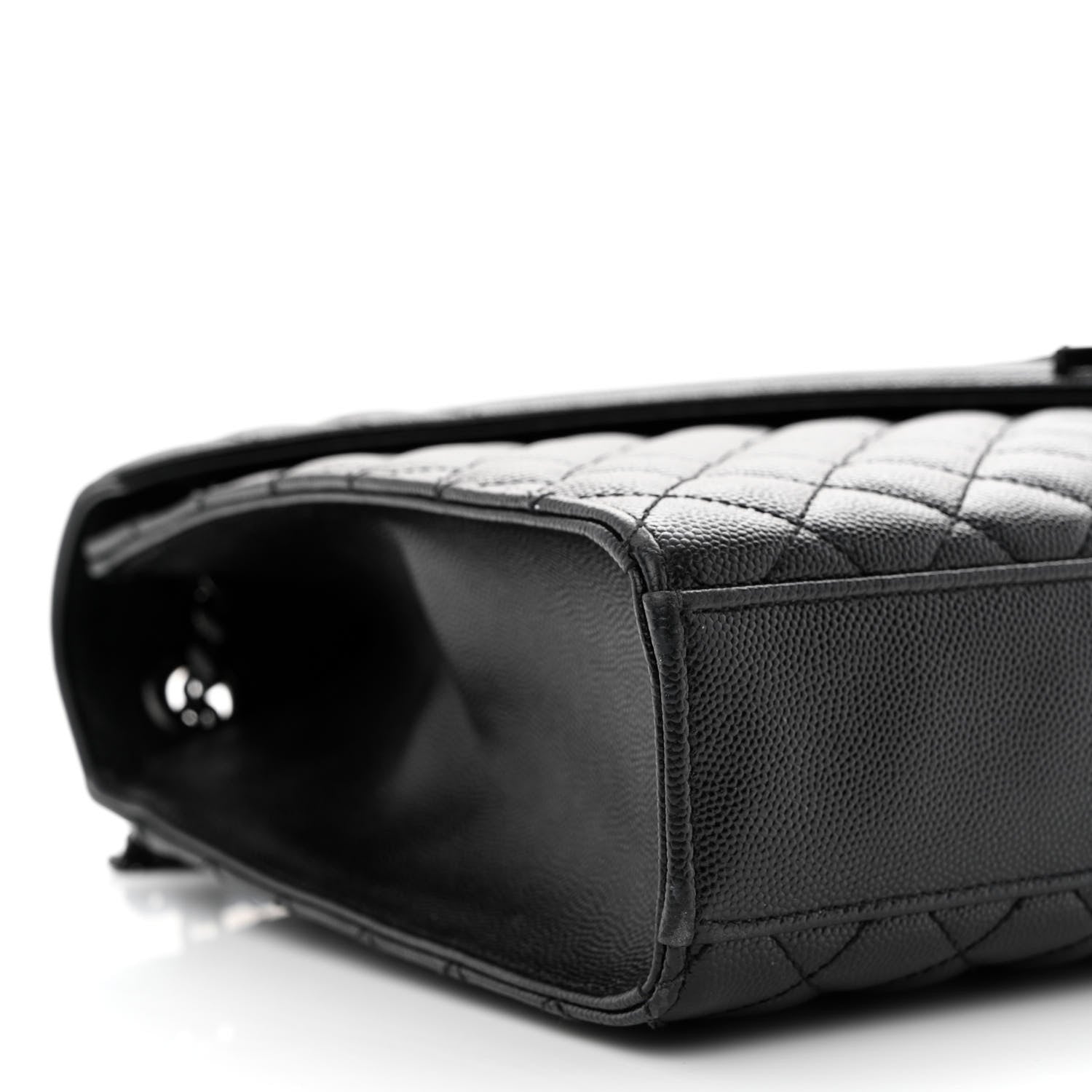 Saint Laurent Grain De Poudre Textured Mixed Matelasse Large Triquilt Monogram Monochrome Satchel Black 10 of 12