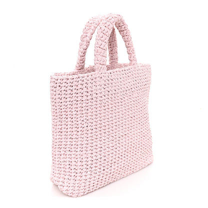 Prada Yarn Raffia Effect Crochet Small Logo Tote Alabastro 3 of 10
