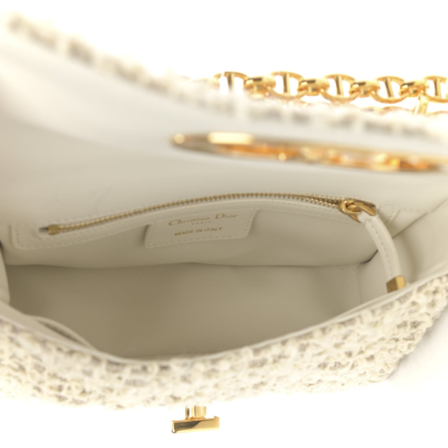 Christian Dior Tweed Cannage Small Caro Bag White 5 of 12