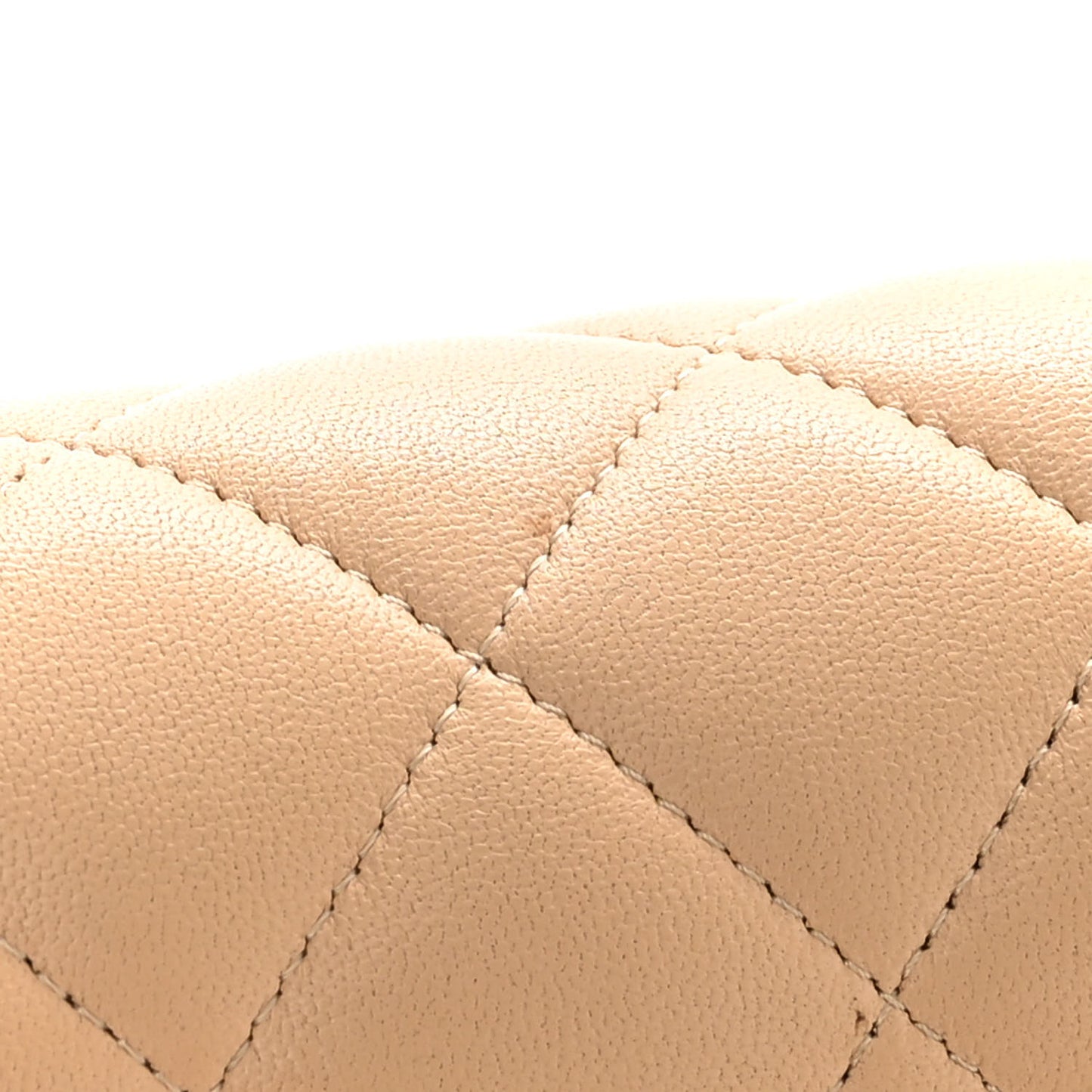 Lambskin Quilted Jumbo Double Flap Beige