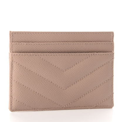 Saint Laurent Grain De Poudre Matelasse Chevron Monogram Credit Card Case Pale Blush 3 of 8