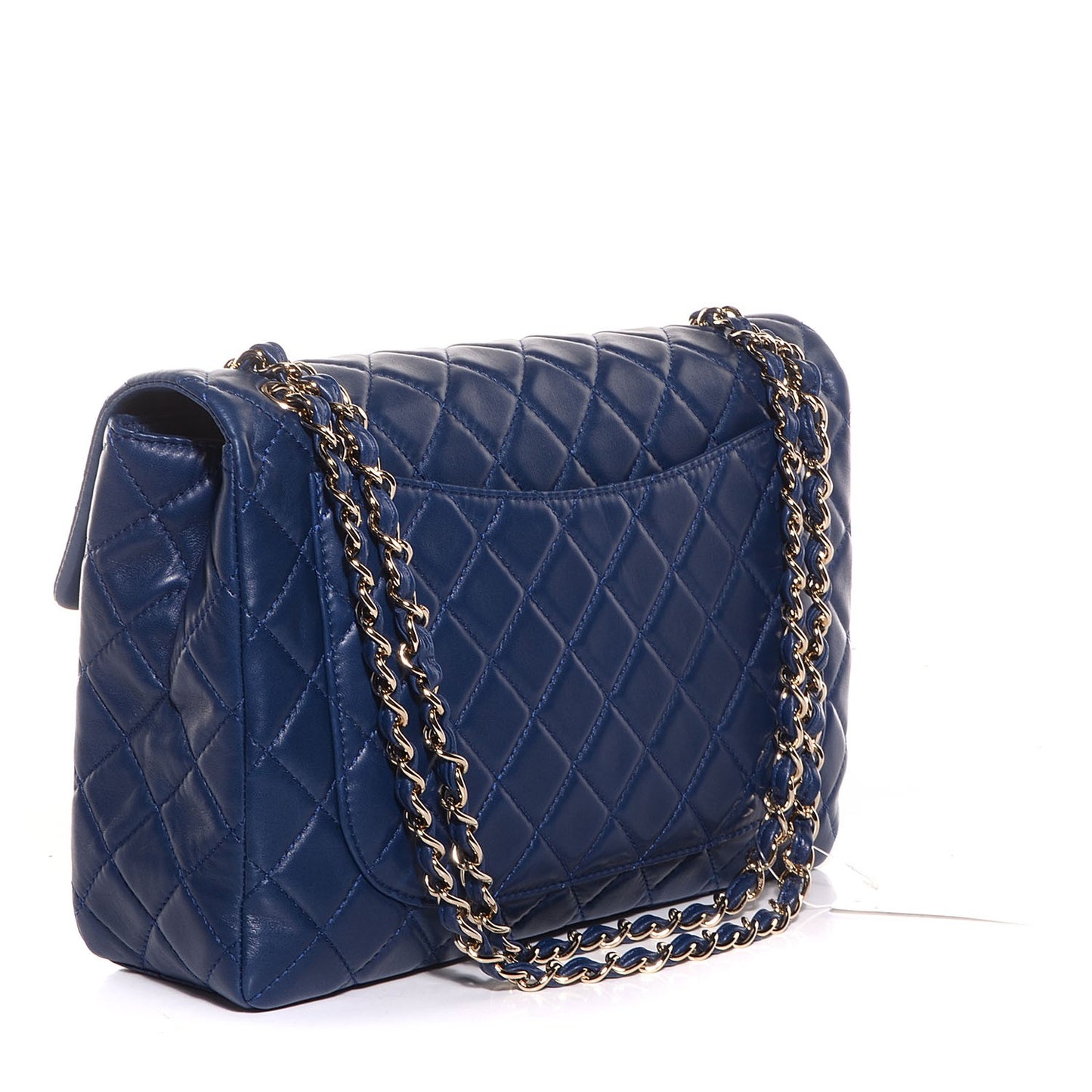 Lambskin Quilted Maxi Single Flap Dark Blue