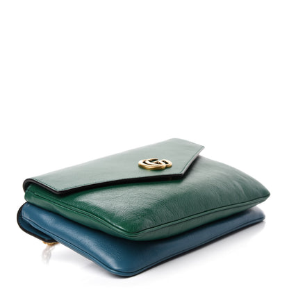 Gucci Calfskin Medium Thiara Double Envelope Shoulder Bag Blue Green 4 of 11