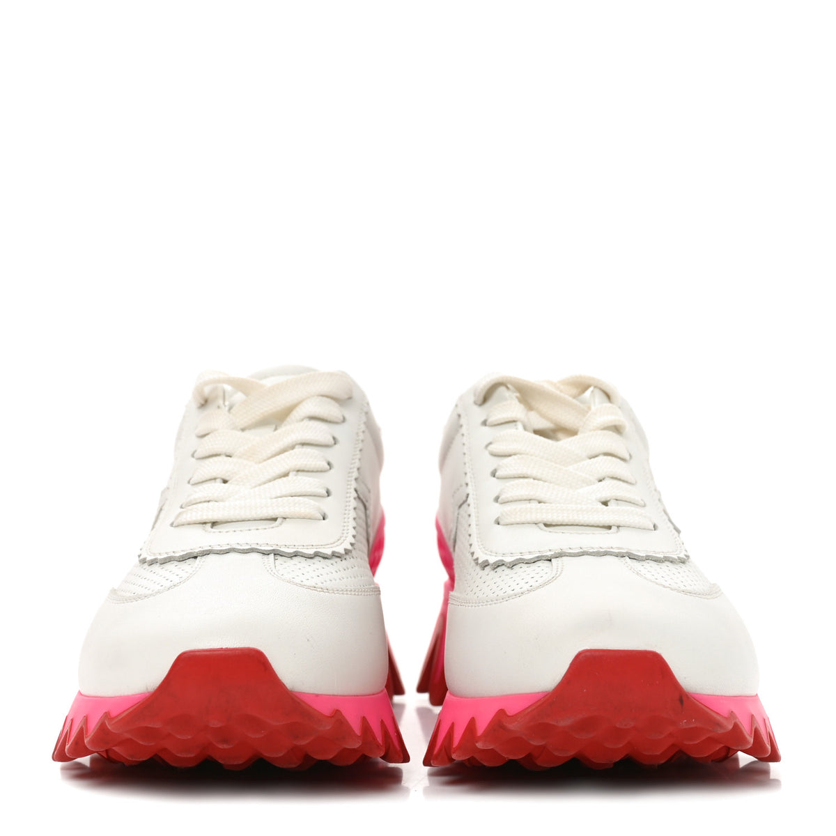 Calfskin Neoprene Womens Loubishark Sneakers 36 White Fluo Pink