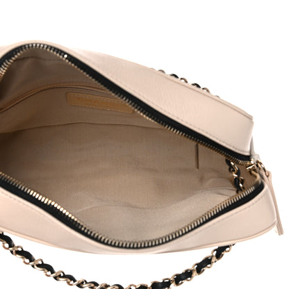 Chanel Goatskin Quilted Camera Case Beige White Black 5 of 10